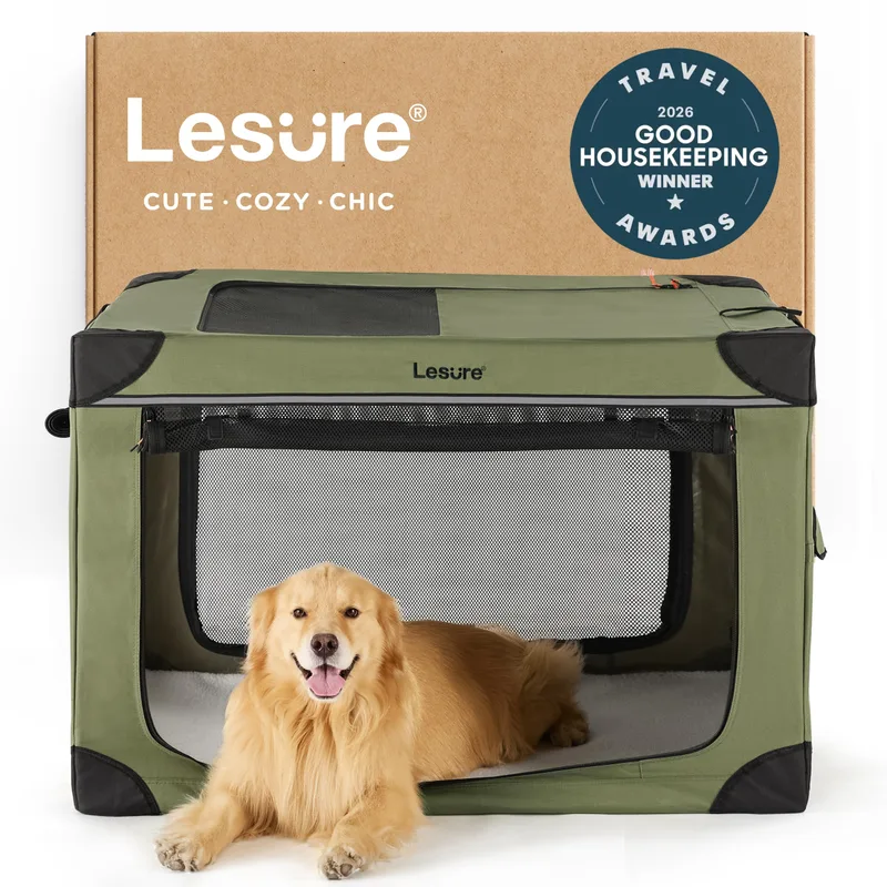 Lesure 42-inch green soft-sided collapsible travel dog crate for large dogs