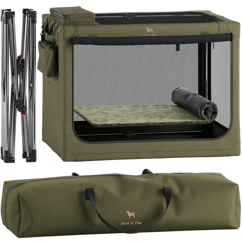 Noah and Paw 42-inch green XXL soft-sided collapsible dog crate for giant breeds