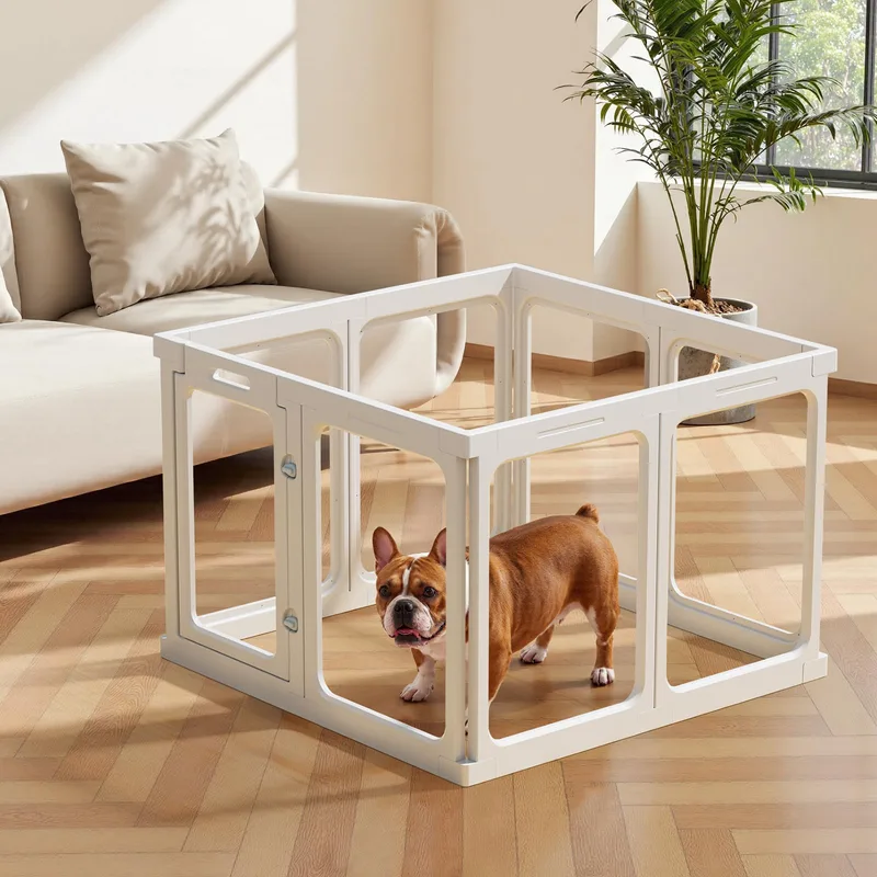 Gardner Pet clear acrylic dog playpen, 33 inch white compact 8-panel