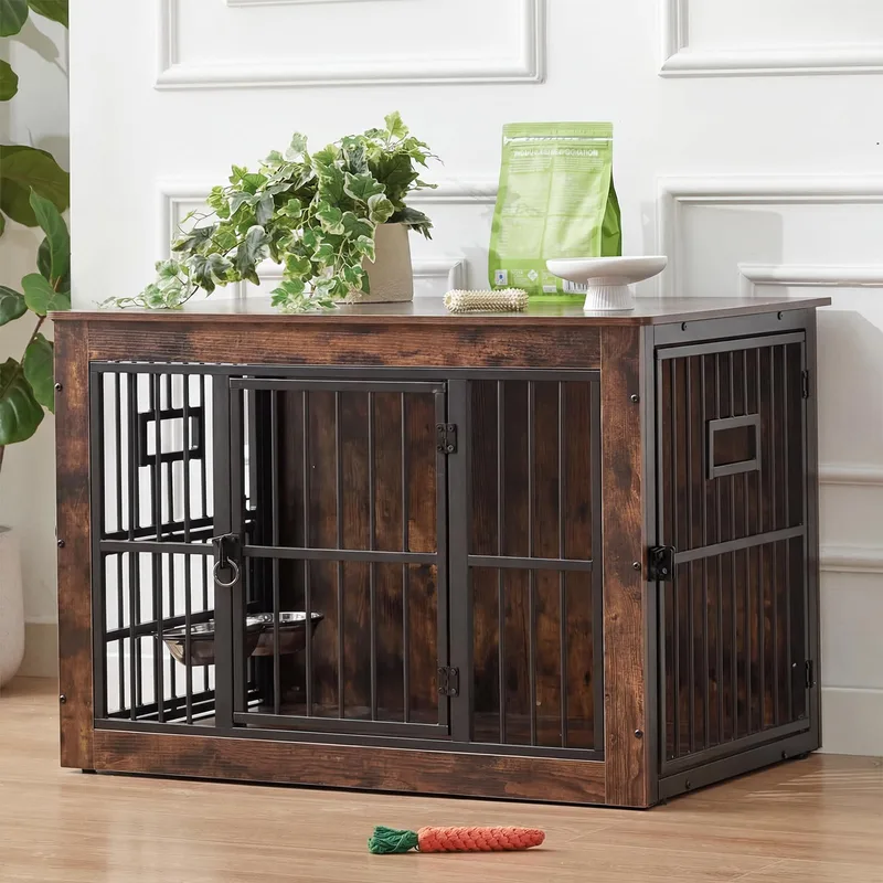 Gardner Pet 38-inch wooden furniture-style dog crate end table in rustic brown